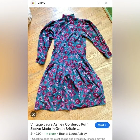 Beautiful Vintage Laura Ashley Girls Dress (Size 7-8) Peter Pan/Sailor Collar - Picture 13 of 14